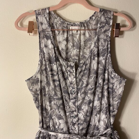 🔥 GAP | Gray/White Soft Floral Cotton Full Skirt Summer Sundress 8 - Picture 3 of 5